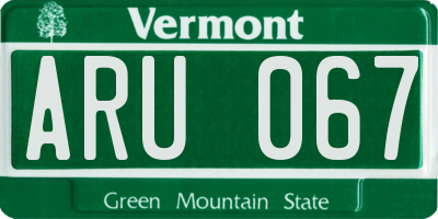 VT license plate ARU067