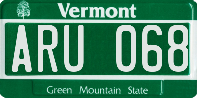 VT license plate ARU068