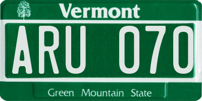 VT license plate ARU070