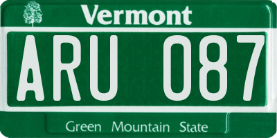 VT license plate ARU087