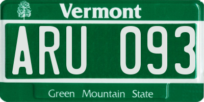 VT license plate ARU093