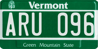 VT license plate ARU096