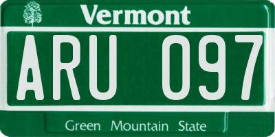 VT license plate ARU097