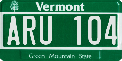VT license plate ARU104