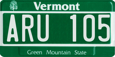 VT license plate ARU105