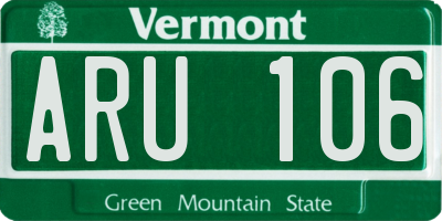 VT license plate ARU106