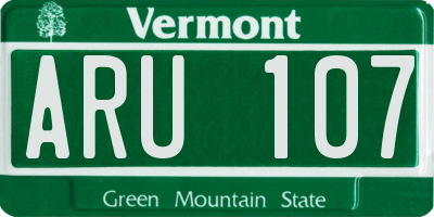 VT license plate ARU107