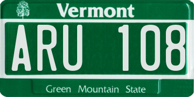 VT license plate ARU108