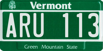 VT license plate ARU113