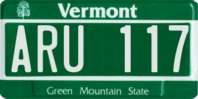 VT license plate ARU117