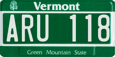VT license plate ARU118