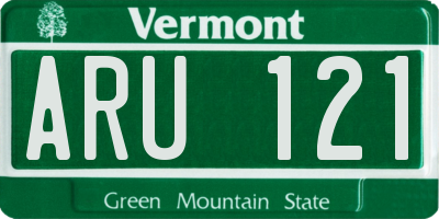 VT license plate ARU121