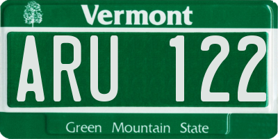 VT license plate ARU122