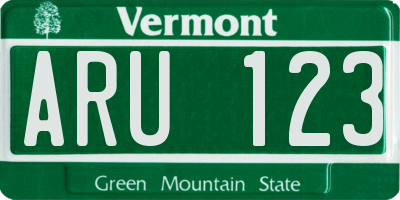 VT license plate ARU123
