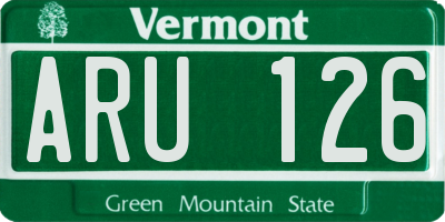 VT license plate ARU126