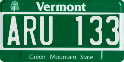 VT license plate ARU133