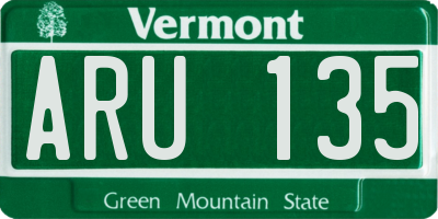 VT license plate ARU135