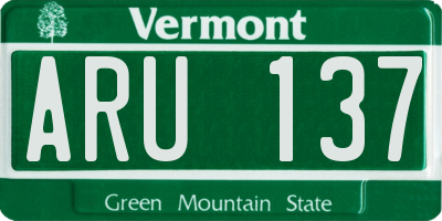 VT license plate ARU137