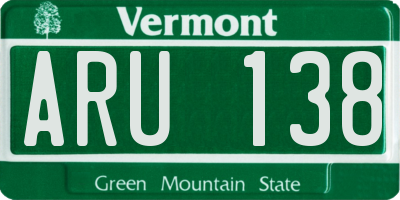 VT license plate ARU138