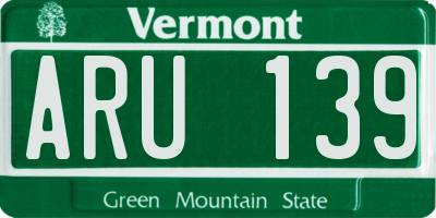 VT license plate ARU139