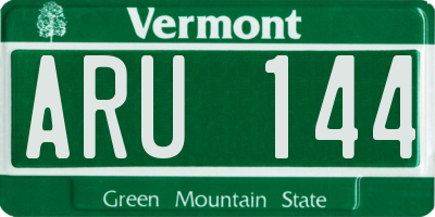 VT license plate ARU144