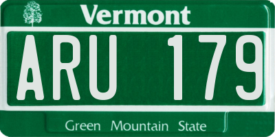 VT license plate ARU179