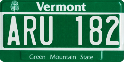 VT license plate ARU182