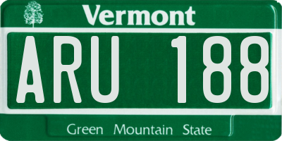 VT license plate ARU188