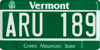 VT license plate ARU189