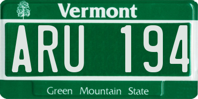 VT license plate ARU194