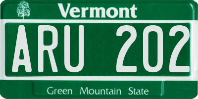 VT license plate ARU202