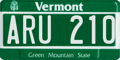 VT license plate ARU210