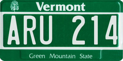 VT license plate ARU214