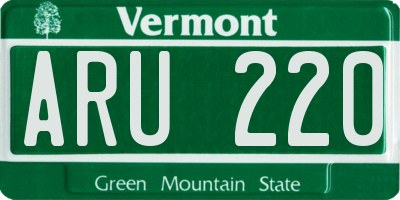 VT license plate ARU220