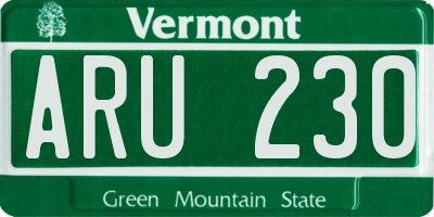 VT license plate ARU230