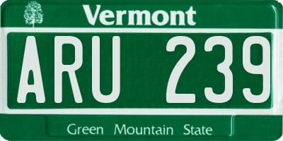 VT license plate ARU239