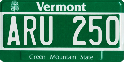 VT license plate ARU250