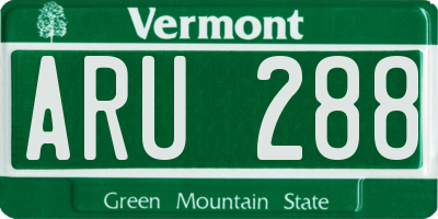VT license plate ARU288