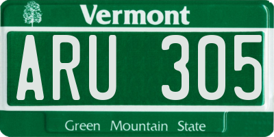 VT license plate ARU305