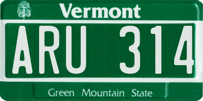 VT license plate ARU314