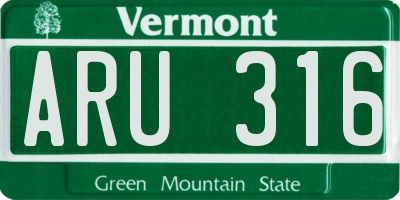 VT license plate ARU316