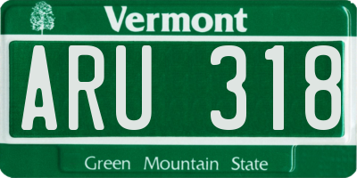 VT license plate ARU318