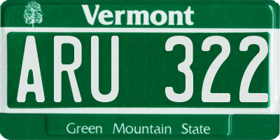 VT license plate ARU322
