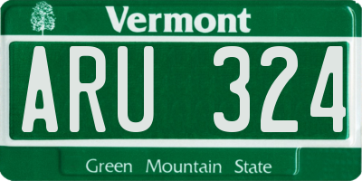 VT license plate ARU324