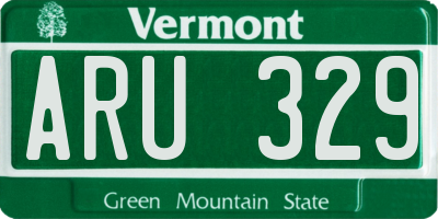 VT license plate ARU329