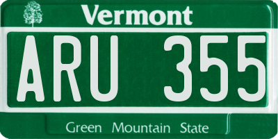 VT license plate ARU355