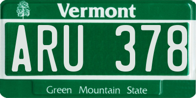 VT license plate ARU378