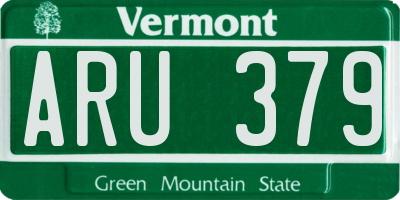 VT license plate ARU379