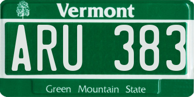 VT license plate ARU383