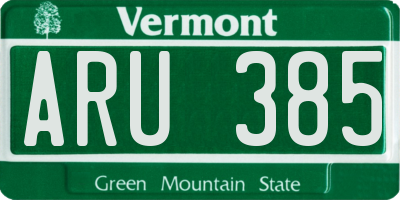 VT license plate ARU385